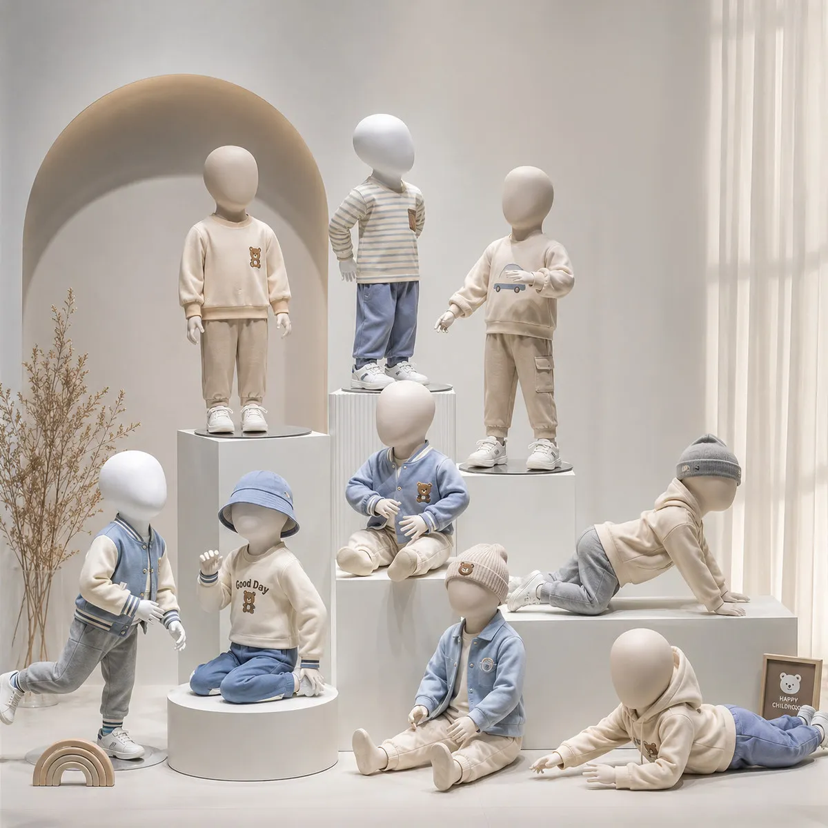 Baby Clothing High End - 高級子供服店用ベビーモデルプロップ、ディスプレイウィンドウ用全身子供用座りマネキンベビーモデル