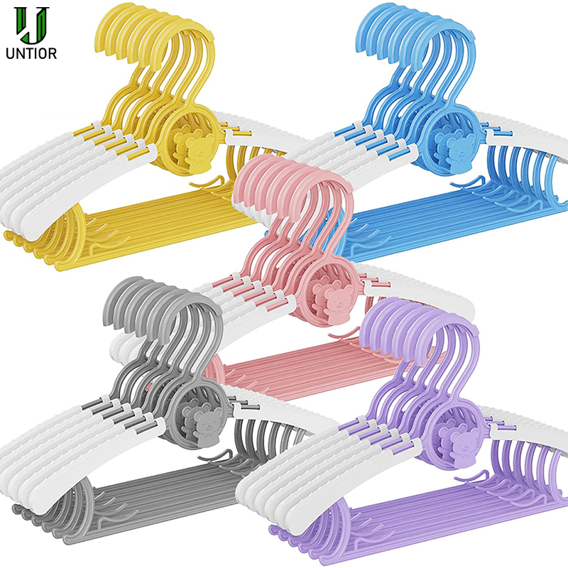 Baby Clothing Hanging Rack - UNTIOR ノンスリップベビー服ハンガー調節可能な収納ハンガーかわいい子供服オーガナイザークローゼット子供ベビーコートラック