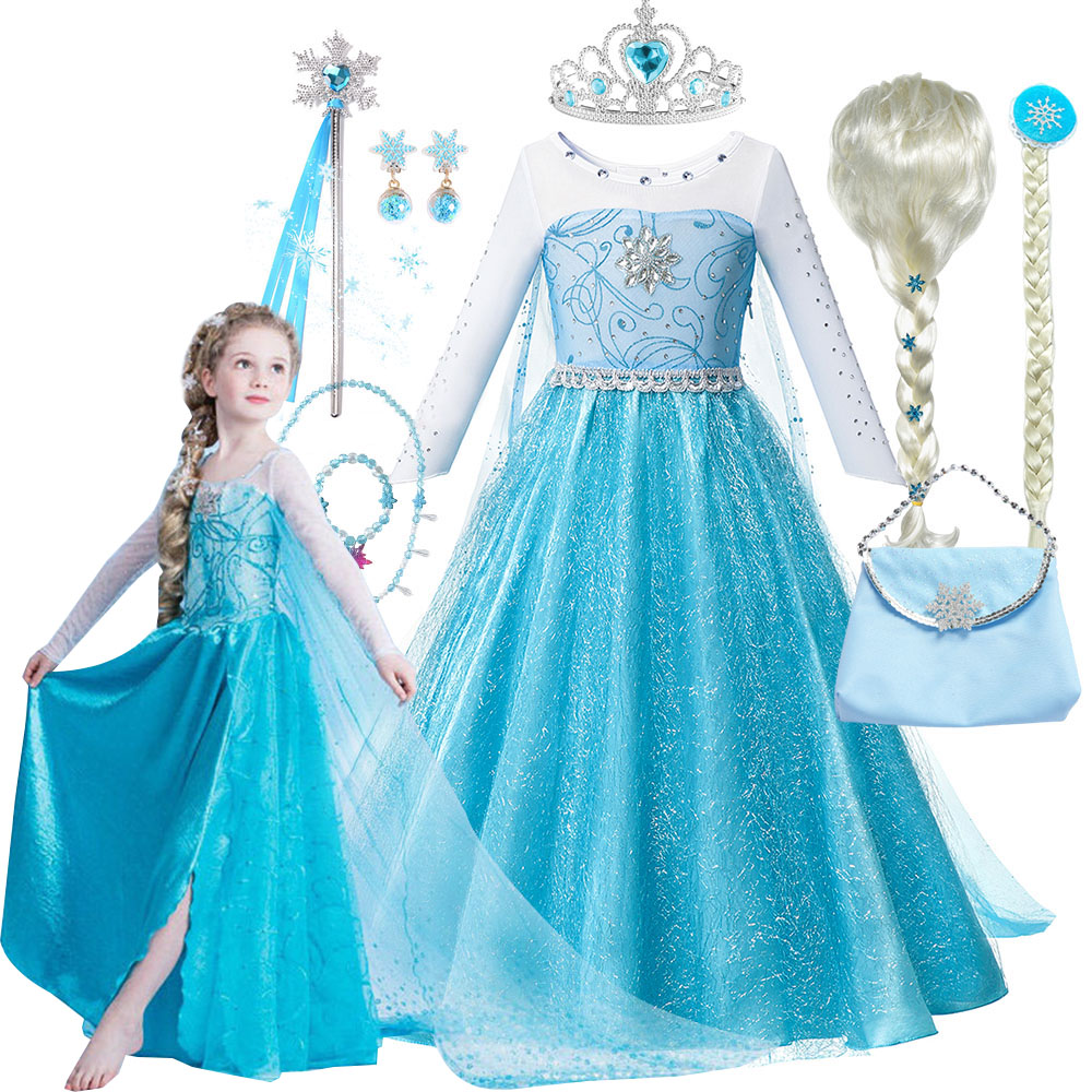 Baby Clothing Dresser - エルザ姫のコスチューム,子供用ビーズドレス,雪,誕生日パーティー,ファンシー,カーニバル,コスプレ,女の子用,2〜12歳