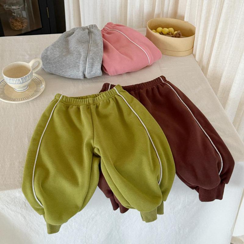Baby Clothing Dividers - 裏起毛厚手女の子用フリーススウェットパンツ無地キッズ男の子用暖かいズボンベビー服2025冬新作子供用カジュアルパンツ