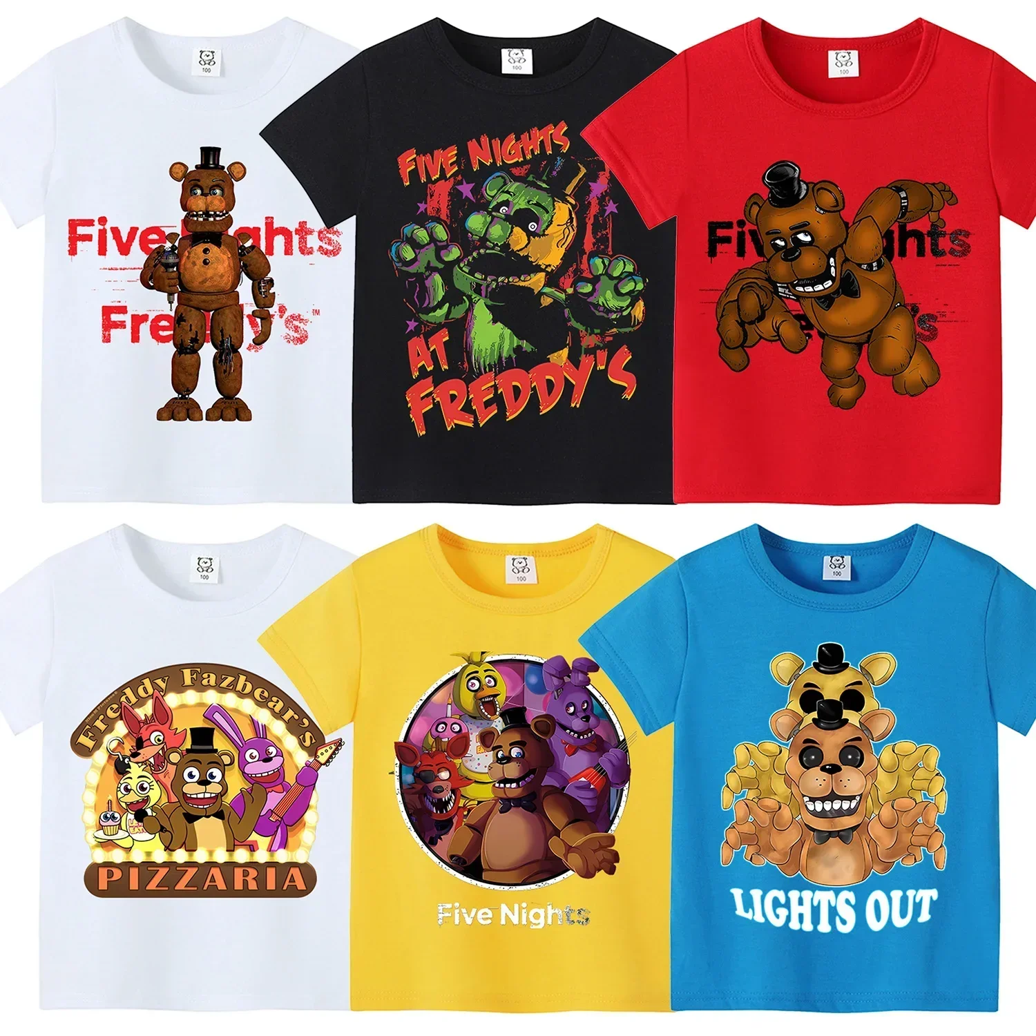 Baby Clothing Dividers - ファイブナイツアットフレディーズテーマショートシャツ服 Fnafs プリントかわいい漫画ボーイズ半袖トップスベビー Tシャツ服誕生日ギフト