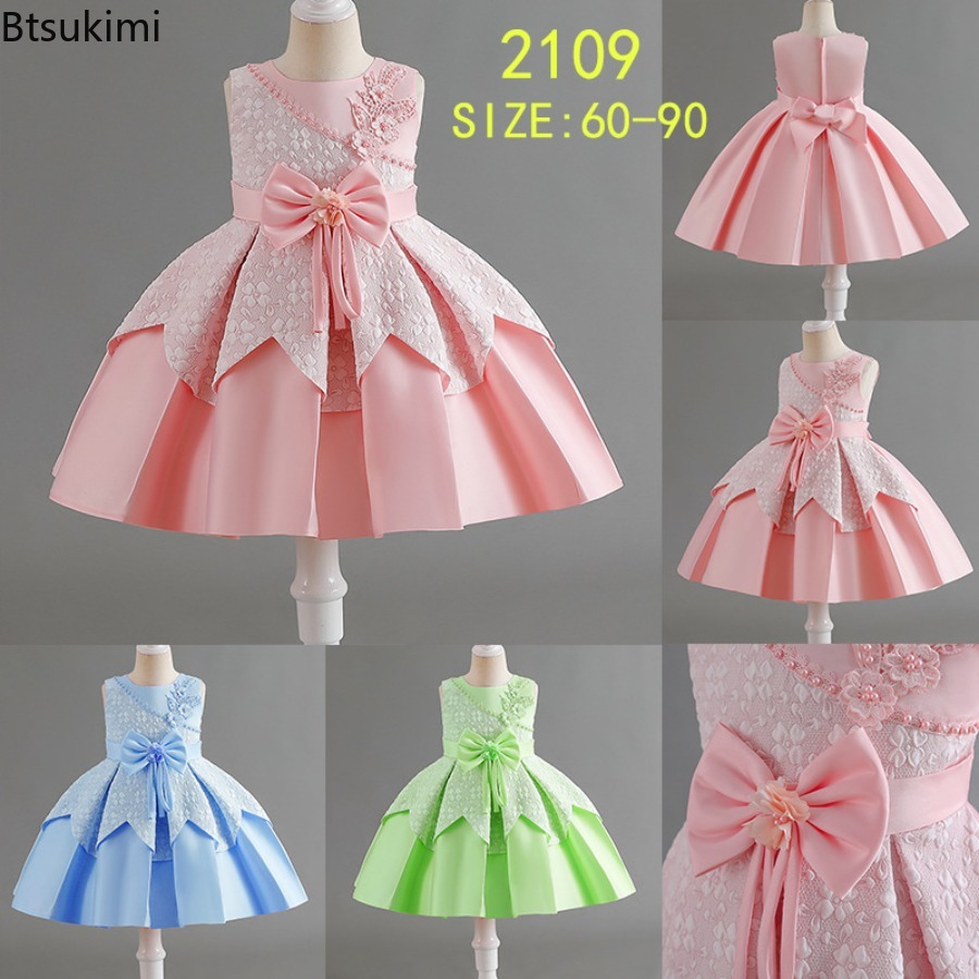 Baby Clothing High Quality - 新しい 2026 女の赤ちゃん高品質 Lce フラワードレスパール幼児子供最初のプリンセス誕生日パーティードレス幼児服