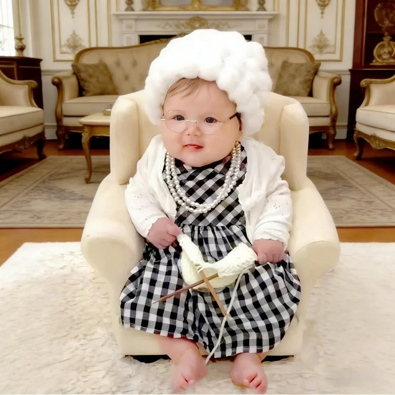 Baby Clothing Dividers - 新生児写真撮影小道具女の赤ちゃんおばあちゃん衣装男の子おじいちゃん衣装コスプレ服幼児写真撮影新生児衣装