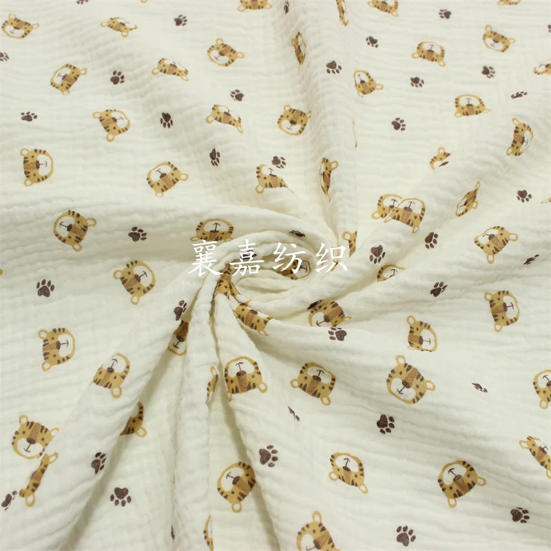 Baby Clothing Organic - 100X135cm ベビー綿ガーゼクレープタイガーヘッドプリント子供服生地縫製 DIY