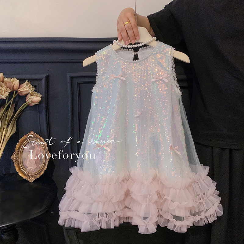 女の子ドレス夏の新しい子供蝶スパンコールベストドレスハイエン - Baby Clothing High End のレビューと価格