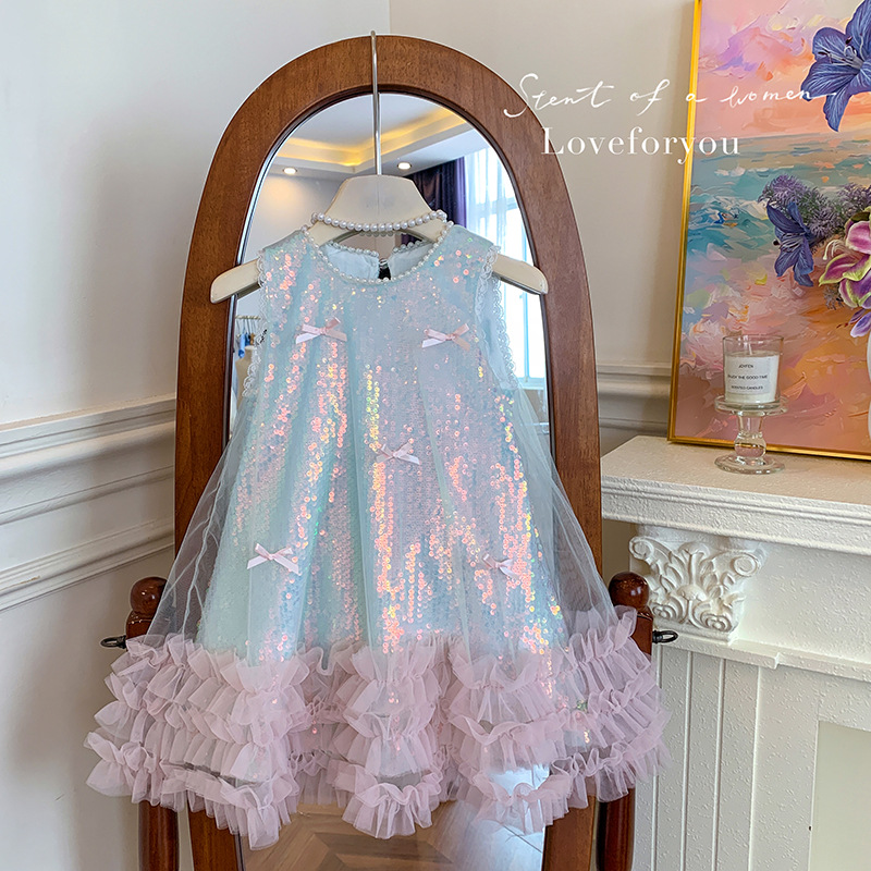 女の子ドレス夏の新しい子供蝶スパンコールベストドレスハイエン - Baby Clothing High End のレビューと価格