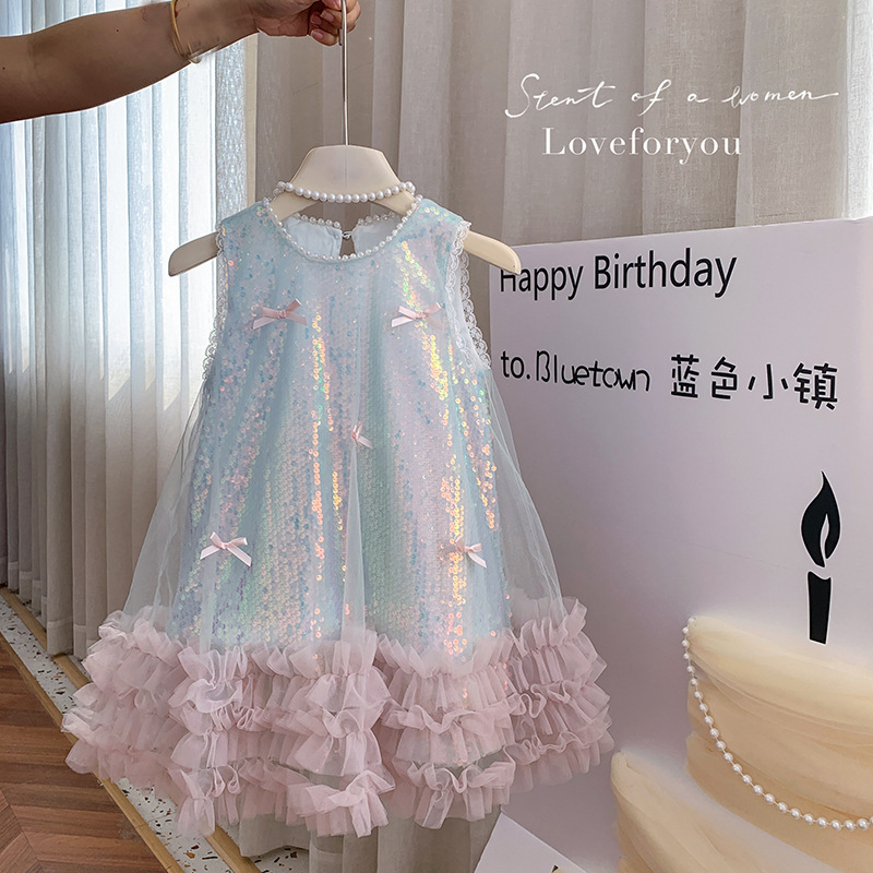 女の子ドレス夏の新しい子供蝶スパンコールベストドレスハイエン - Baby Clothing High End のレビューと価格