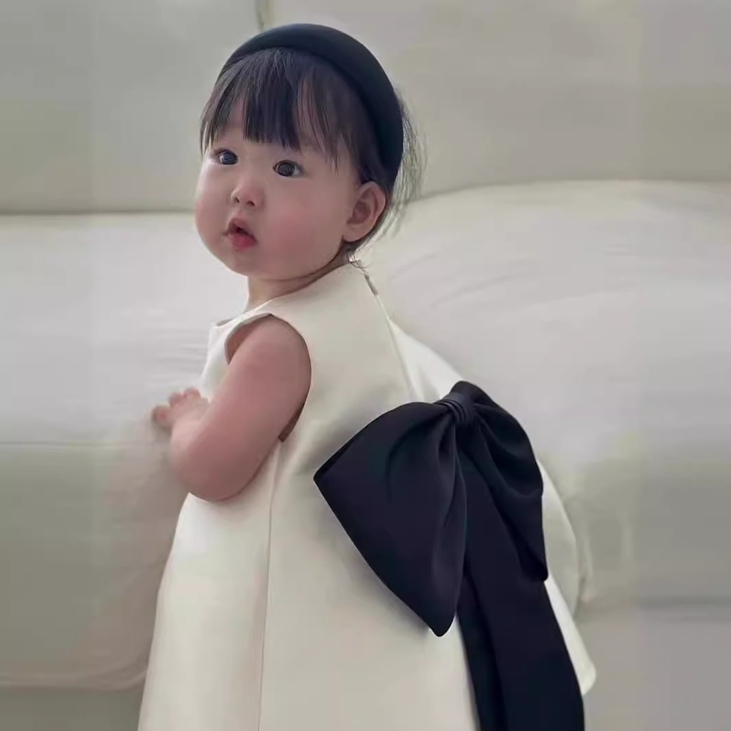 女の子のための台形の弓のドレス,韓国の王女のドレス,誕生日パ - Baby Clothing High End のレビューと価格