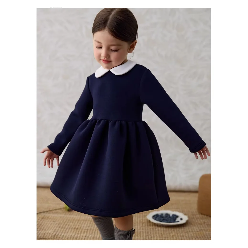 女の赤ちゃんのドレスファッション長袖ピュアカラーピーターパン - Baby Clothing High End のレビューと価格