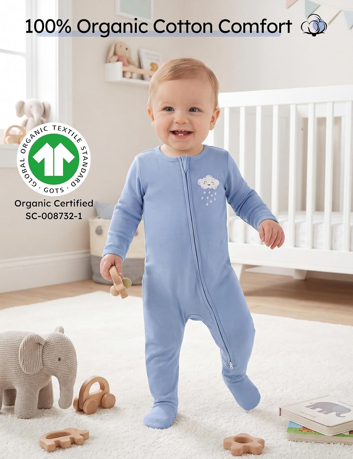 ベビーパジャマ 100%オーガニックコットン ベビー寝巻き  - Baby Clothing Organic のレビューと価格