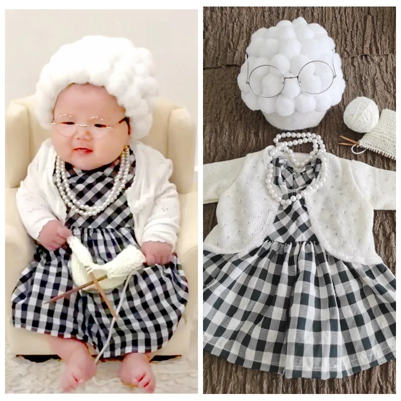 新生児写真撮影小道具女の赤ちゃんおばあちゃん衣装男の子おじい - Baby Clothing Dividers のレビューと価格